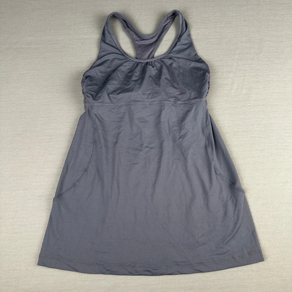 Lululemon Turbo Tank Top Size 6 Dark Gray Racerback Built-in Bra Yoga Workout